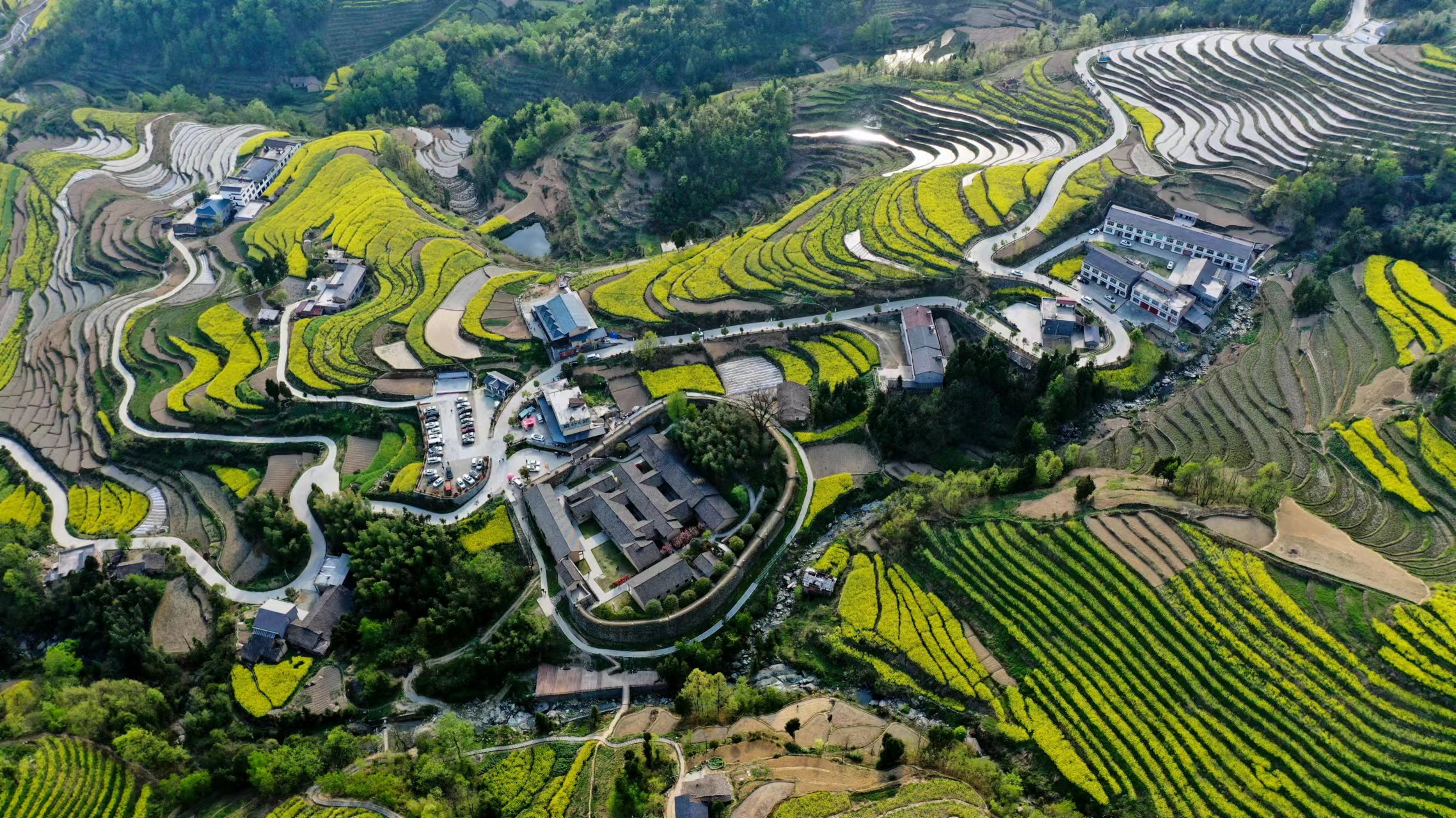 A scenic view of Ankang Fengyan Terraced Fields