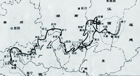 A scenic view of Baise Hongqijun Hongbajun Junbu Jiuzhi