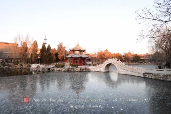 A scenic view of Baoding Ancient Lotus Pond