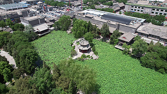A scenic view of Baoding Ancient Lotus Pond