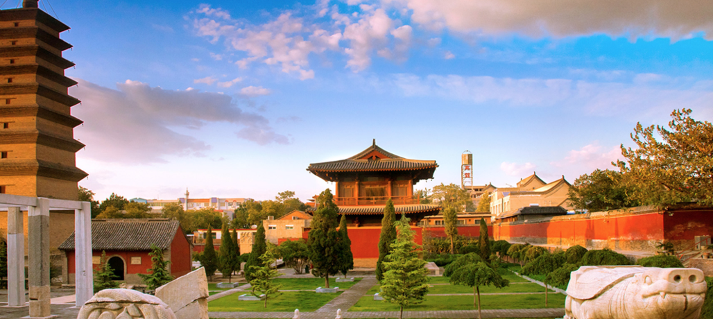 A scenic view of Baoding Huangfu Temple Pagoda