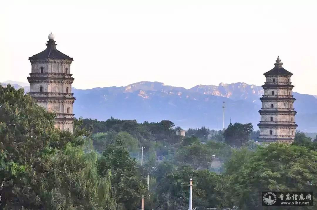 A scenic view of Baoding Shuangta An Twin Pagodas