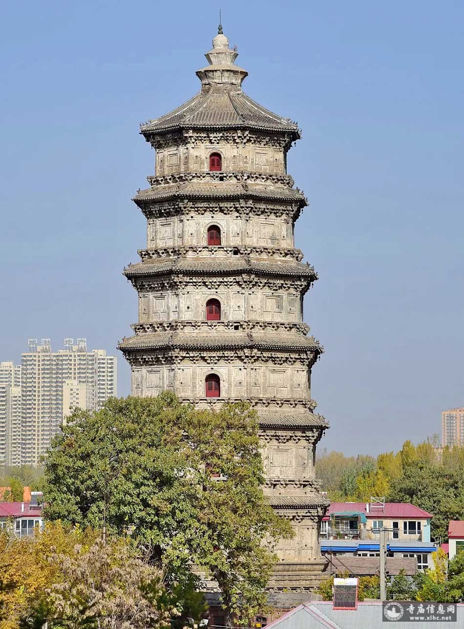 A scenic view of Baoding Shuangta An Twin Pagodas