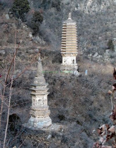 A scenic view of Baoding Shuangta An Twin Pagodas