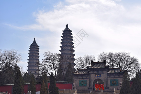A scenic view of Baoding Shuangta An Twin Pagodas