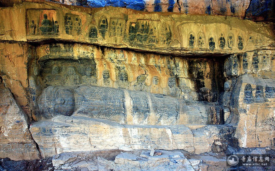 A scenic view of Baoding Wofo Temple Cliff Carvings