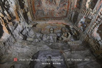 A scenic view of Baoding Wofo Temple Cliff Carvings