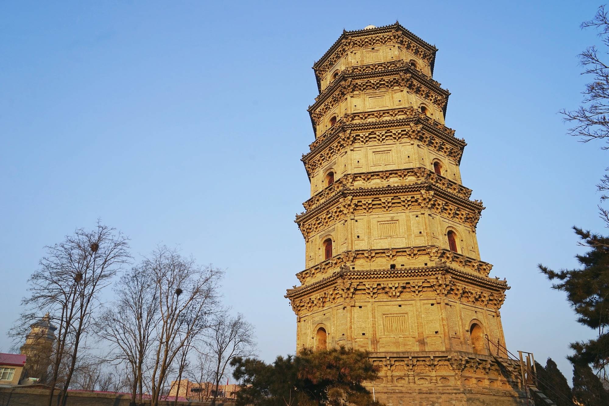 A scenic view of Baoding Zhuozhou Twin Pagodas