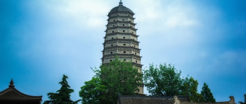 A scenic view of Baoji Taiping Temple Pagoda