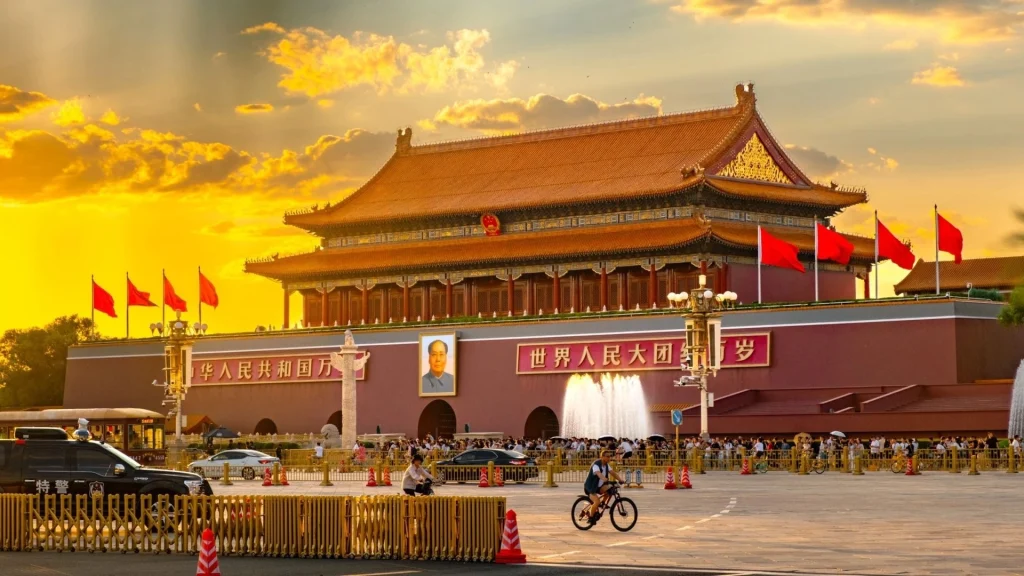 A scenic view of Beijing Dongcheng Tiananmen