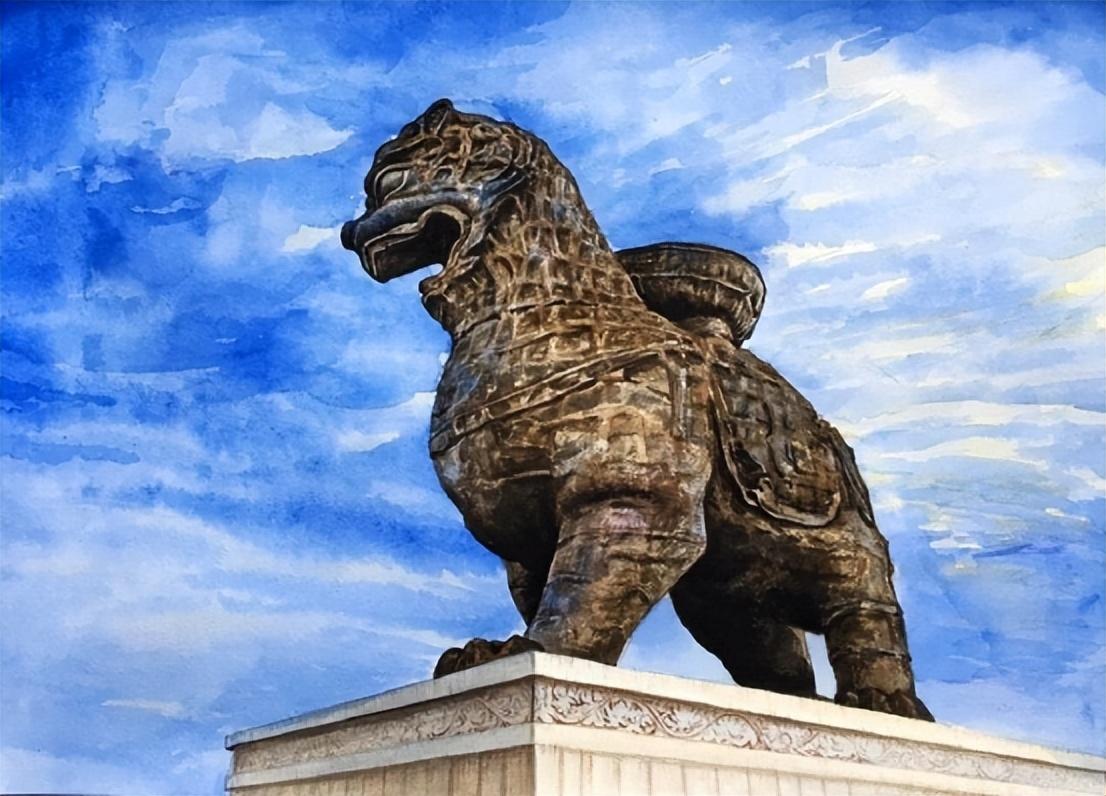 A scenic view of Cangzhou Iron Lion