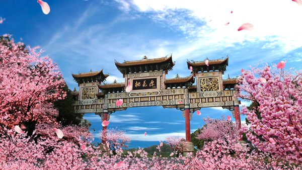 A scenic view of Changde Taohuayuan Gujianzhuqun