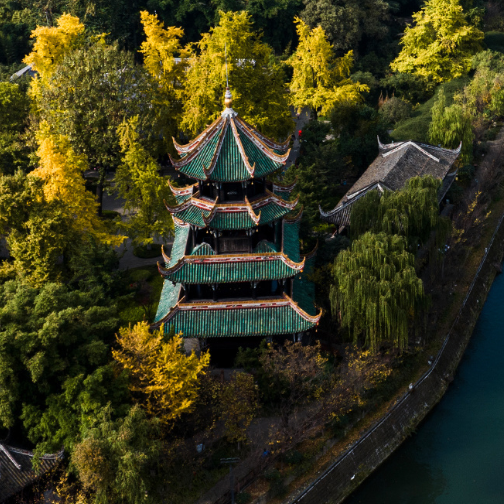 A scenic view of Chengdu Wangjianglou Gujianzhuqun