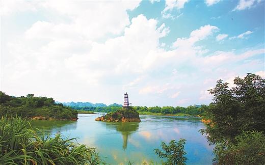 A scenic view of Chongzuo Yuenan Gongchandang Zhu Longzhou Mimi Jiguan Jiuzhi