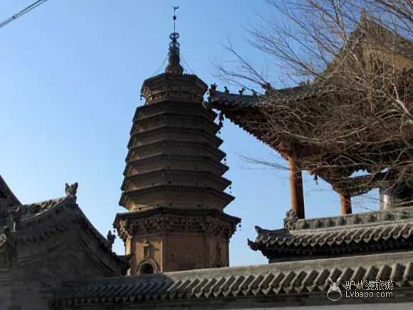 A scenic view of Datong Hunyuan Yuanjue Temple Pagoda