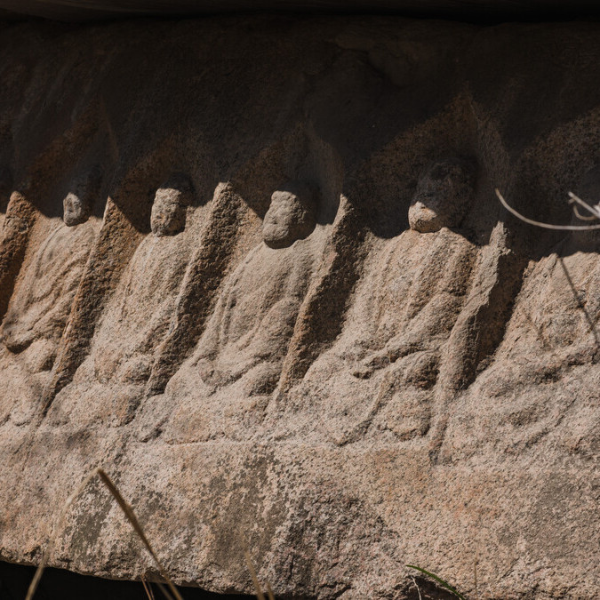 A scenic view of Datong Quhui Temple Stone Statue Mound