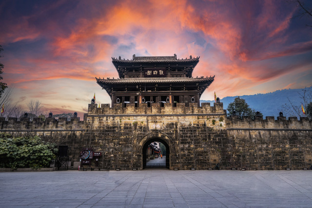A scenic view of Guangyuan Zhaohua Gucheng