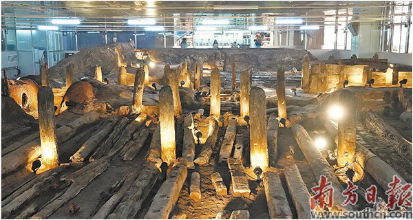 A scenic view of Guangzhou Nanyueguo Mugou Shuizha Yizhi