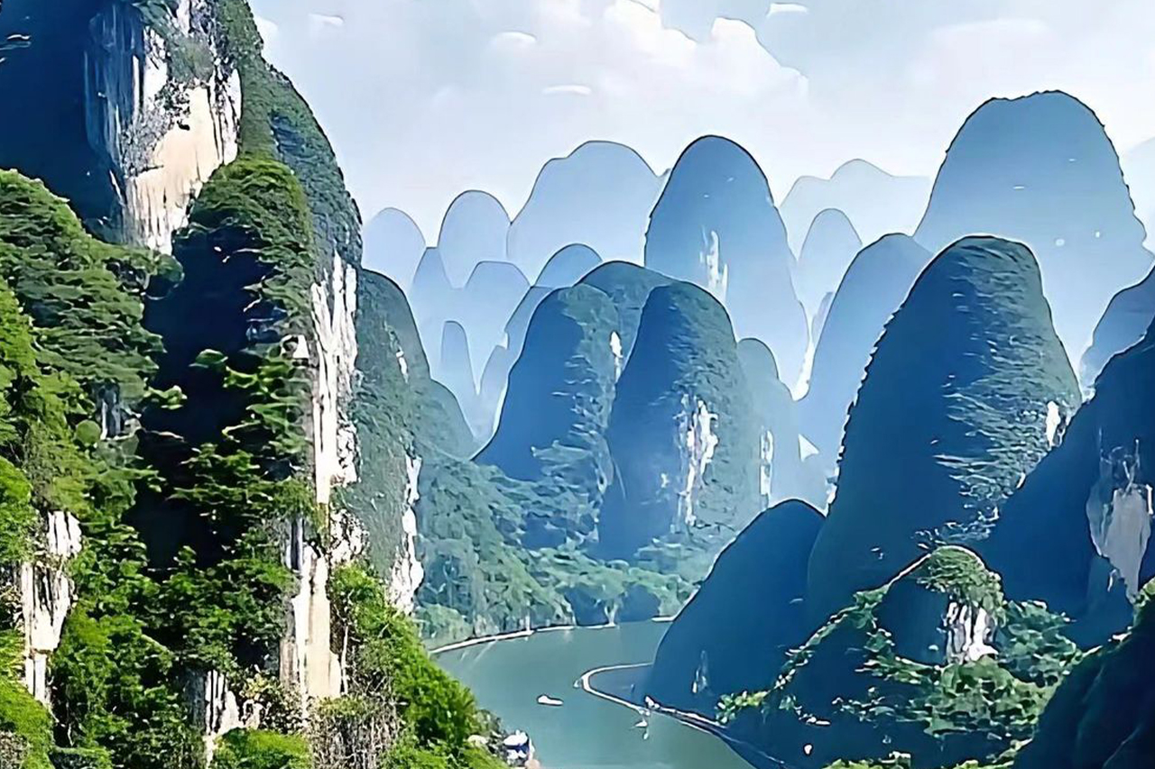 A scenic view of Guilin Yanwolou