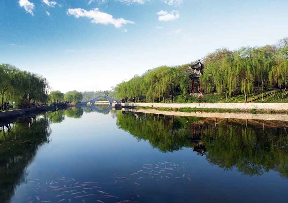 A scenic view of Handan Fuyang River West Eight Sluices