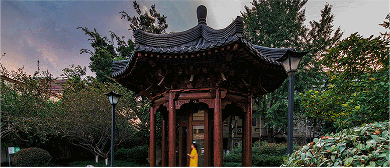 A scenic view of Hangzhou Longxingsi Jingchuang