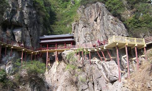 A scenic view of Hanzhong Baoxiedao Shimen And Cliff Carvings