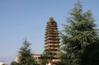 A scenic view of Hanzhong Kaiming Temple Pagoda