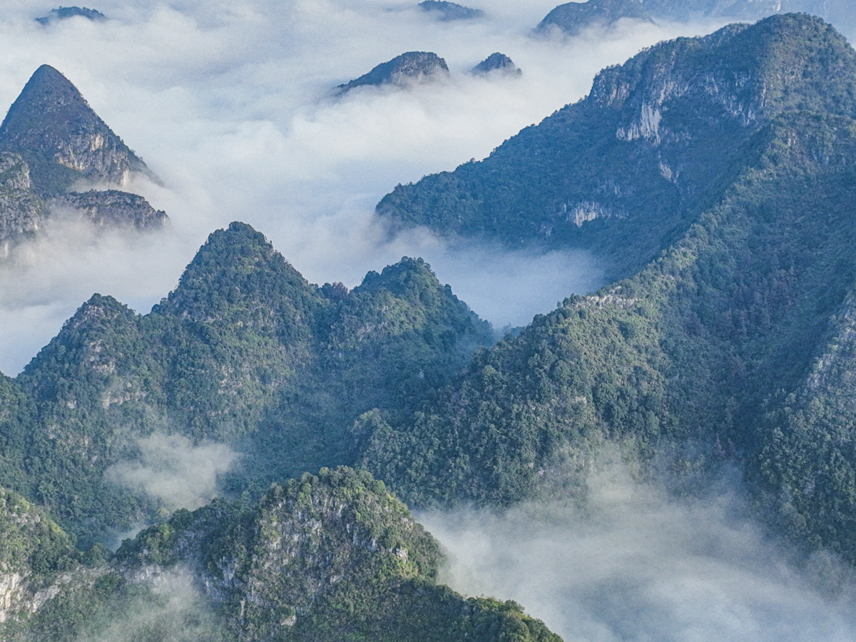 A scenic view of Hechi Fengtengshan Gumuqun