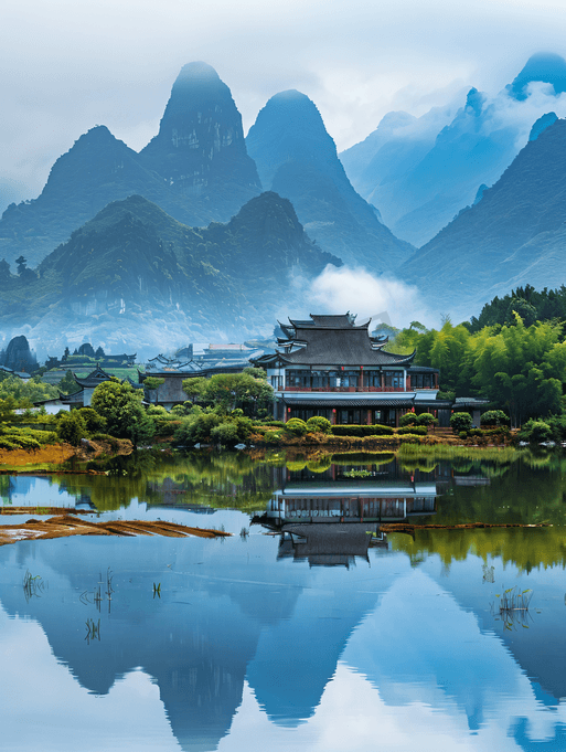 A scenic view of Hechi Fengtengshan Gumuqun
