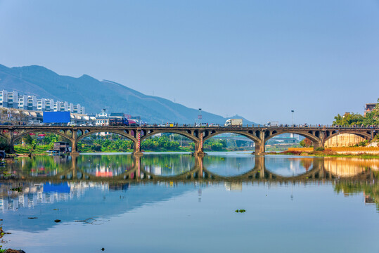 A scenic view of Hezhou Linhe Gucheng