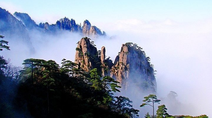 A scenic view of Huangshan Beian Langqiao