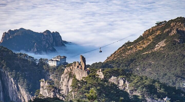 A scenic view of Huangshan Nanping Cun Gu Jianzhuqun