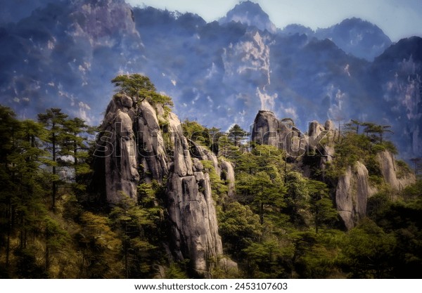 A scenic view of Huangshan Wangyoudun Mu Shike