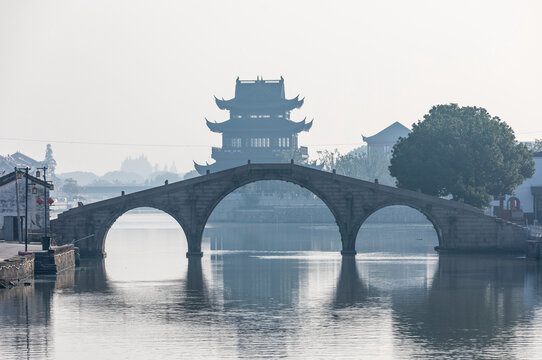 A scenic view of Huzhou Shuanglin Sanqiao