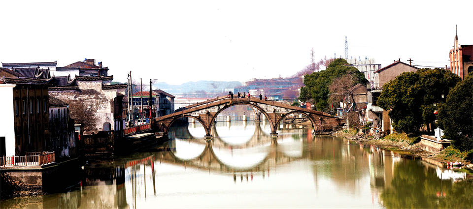A scenic view of Huzhou Shuanglin Sanqiao