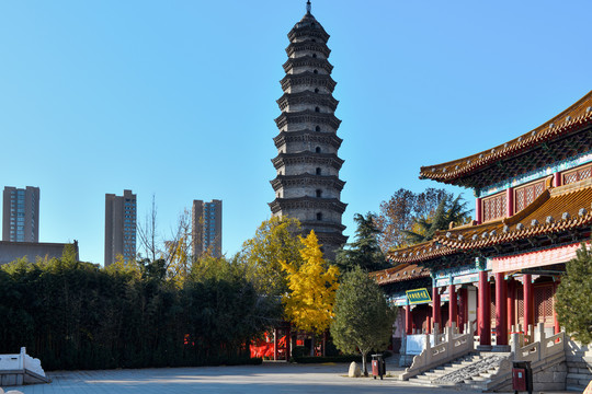 A scenic view of Jining Taizi Lingzong Ta