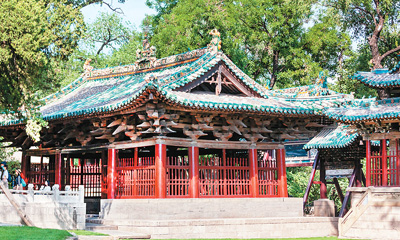 A scenic view of Jinzhong Jinci Miao Lingshi