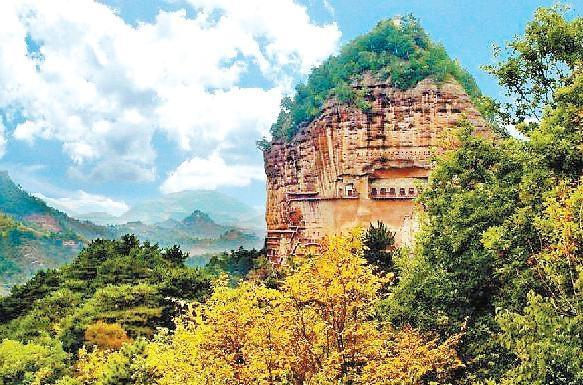 A scenic view of Jiuquan Wugemiao Shiku