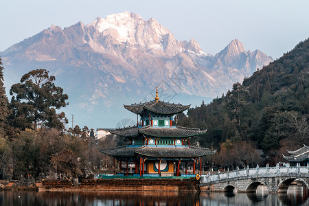A scenic view of Lijiang Heilongtan Gujianzhuqun