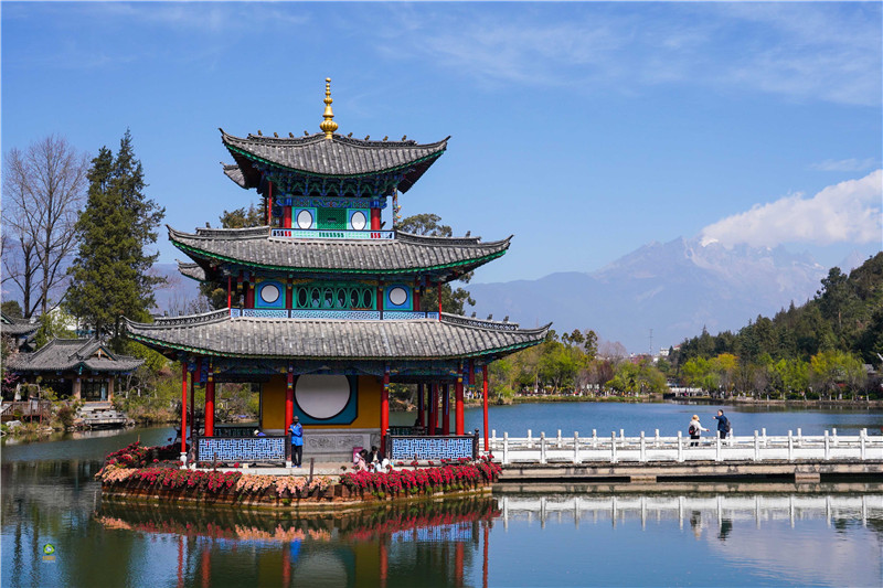 A scenic view of Lijiang Heilongtan Gujianzhuqun