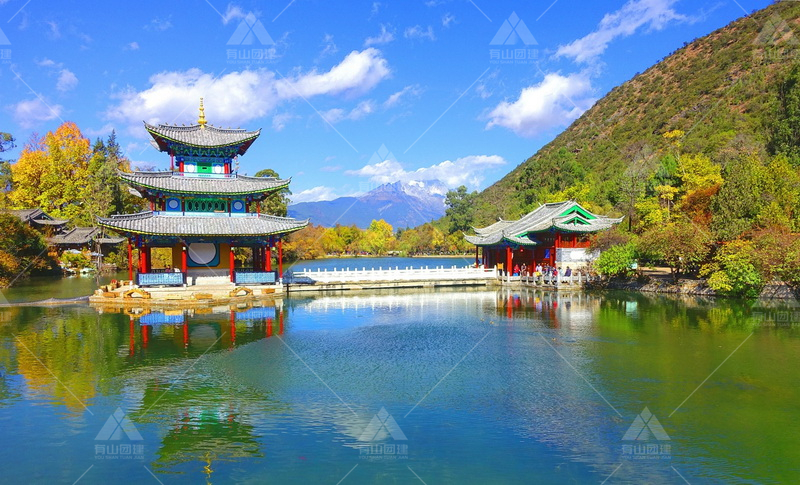 A scenic view of Lijiang Heilongtan Gujianzhuqun