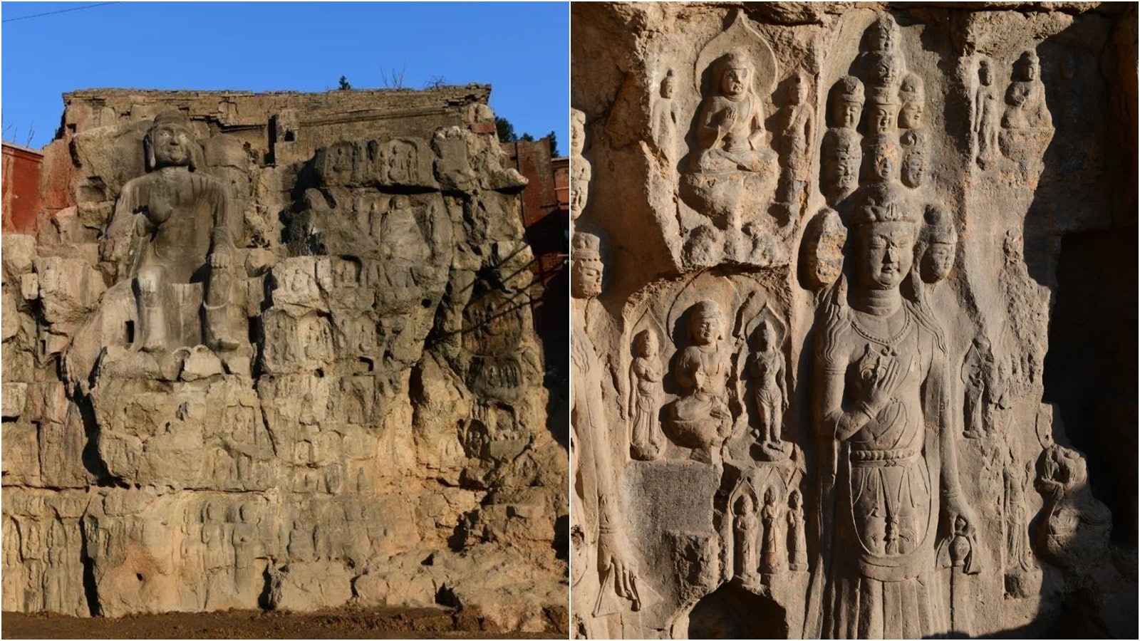 A scenic view of Linfen Guajiashan Cliff Statue