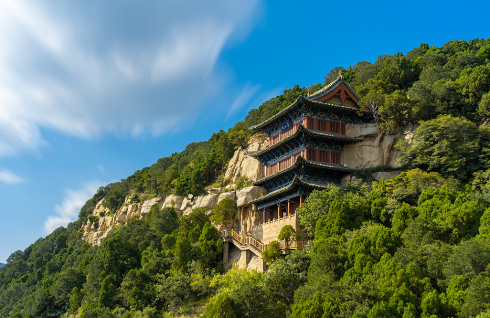 A scenic view of Linfen Guajiashan Cliff Statue