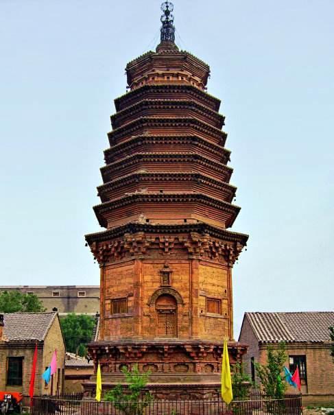 A scenic view of Linfen Langzhai Brick Pagoda