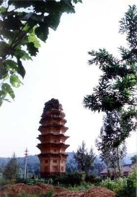 A scenic view of Linfen Langzhai Brick Pagoda