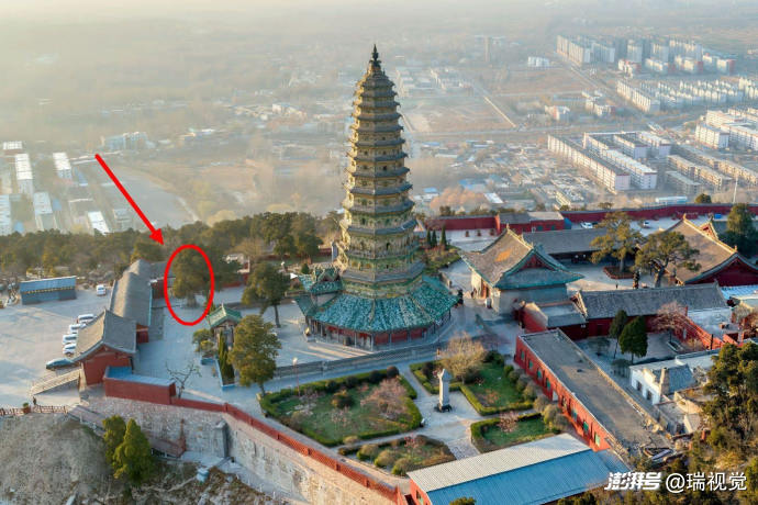 A scenic view of Linfen Langzhai Brick Pagoda
