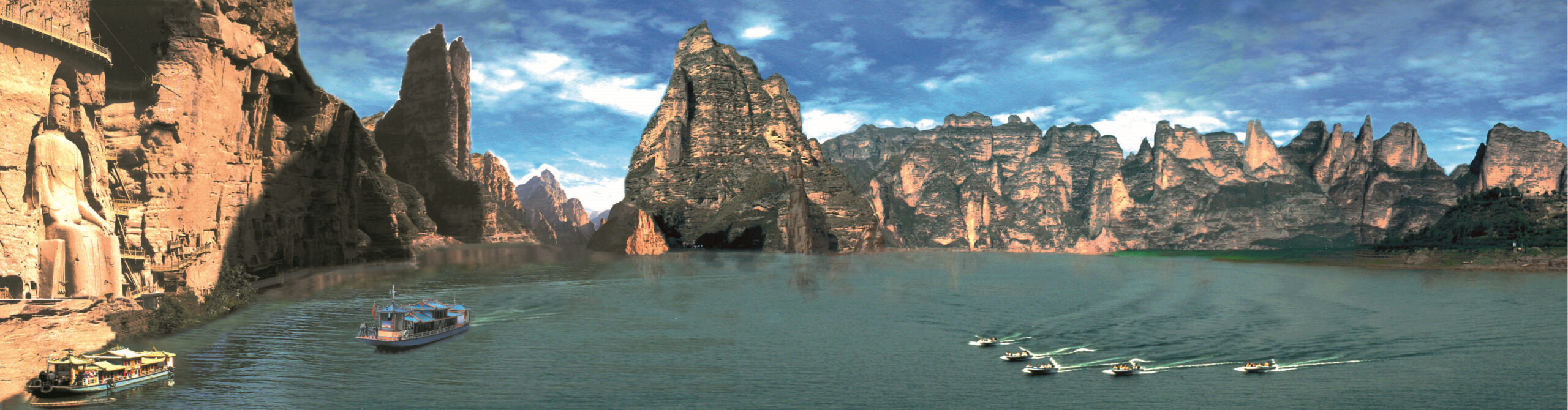 A scenic view of Linxia Binglingsi Shiku