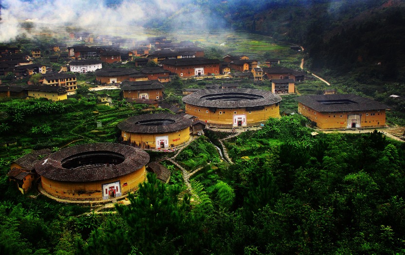 A scenic view of Longyan Fujian Tulou