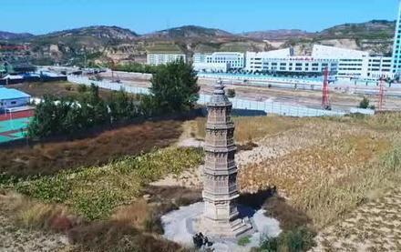 A scenic view of Luliang Hujiagou Brick Pagoda