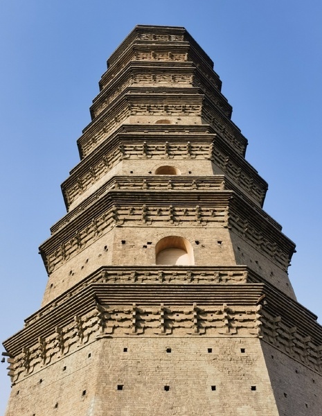 A scenic view of Luliang Shangxian Fanan Temple Pagoda